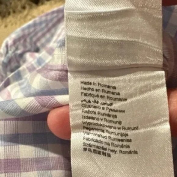 ETON CONTEMPORARY 161/2 KHAKIS CARMEL POPLIN LONG SLEEVE MENS BOTTOM DOWN BLUE - Picture 8 of 8